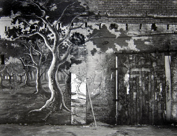 Painted Wall, Burnt Building, Los Angeles, 1987