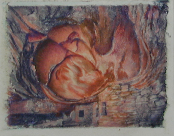 Ceiling Ruin (Polaroid transfer with Prismacolor pencils)